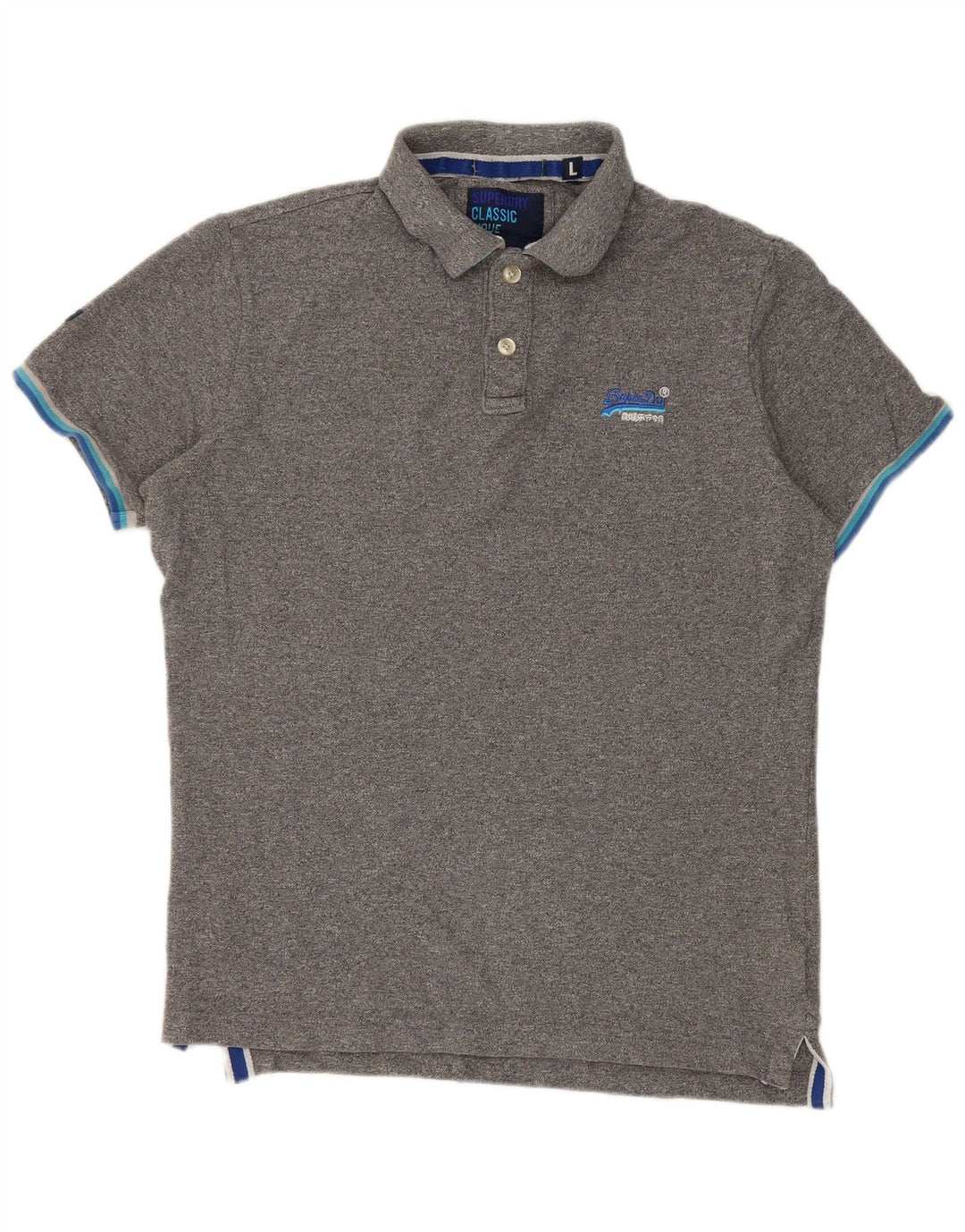 Superdry Herren-Poloshirt, große, grau gefleckte Baumwolle