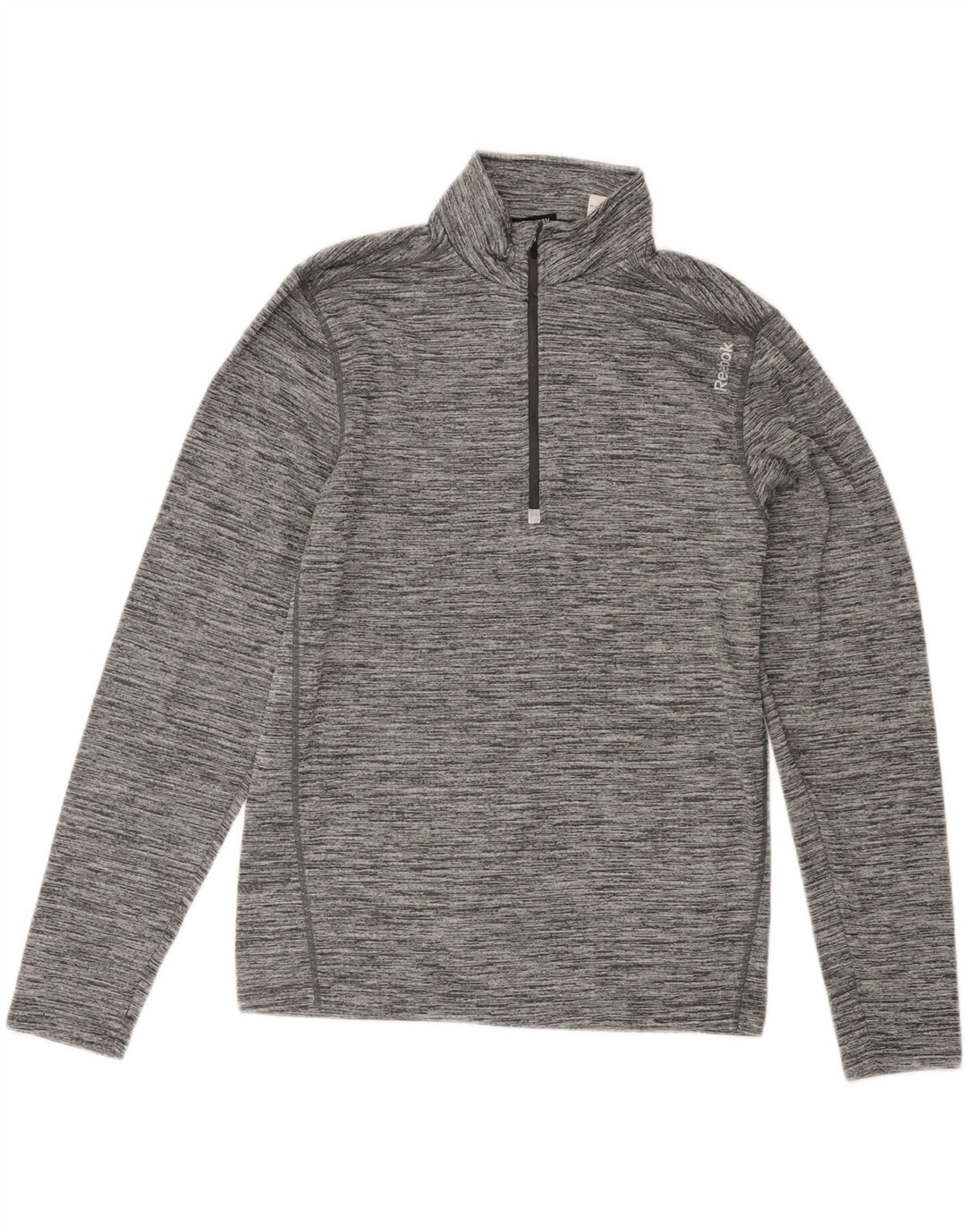 REEBOK Mens Zip Neck Sweatshirt Jumper Medium Grey Polyester Vintage Reebok and Second-Hand Reebok from Messina Hembry 
