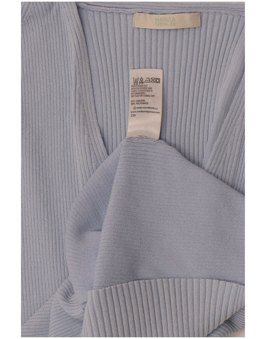 Marks & Spencer Damen Crop T-Shirt Top UK 14 Mittelblaue Viskose