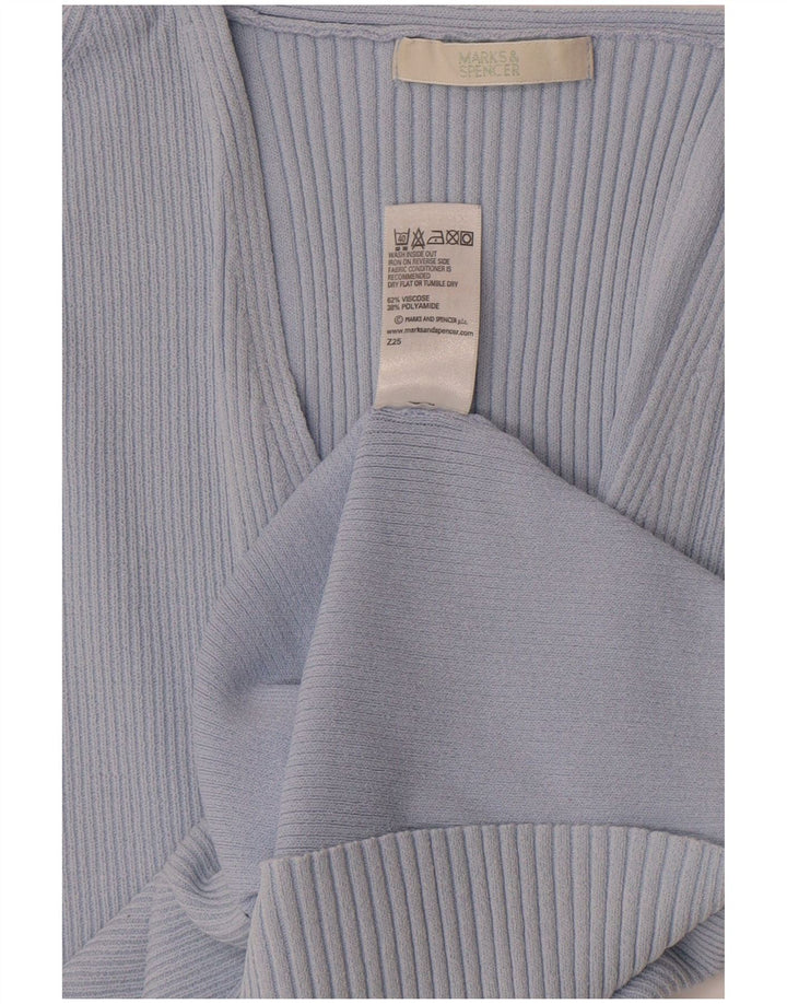Marks & Spencer Damen Crop T-Shirt Top UK 14 Mittelblaue Viskose