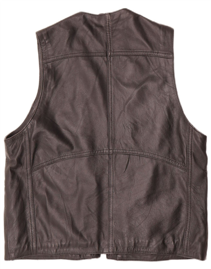 Vintage Herren Leder Utility Gilet EU 52 XL Schwarz