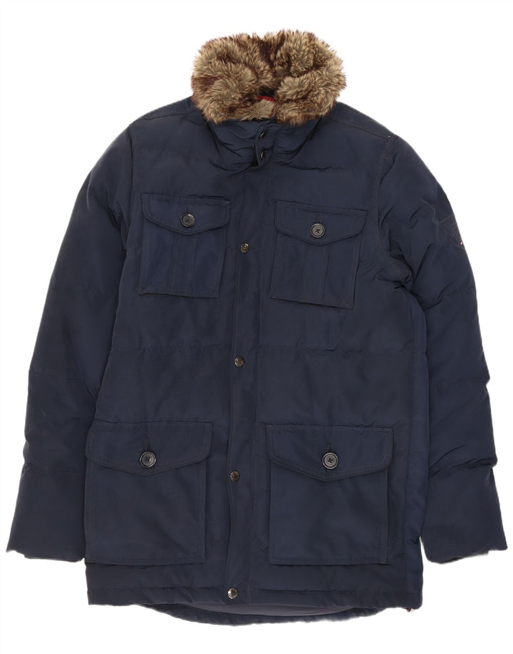 Tommy Hilfiger Herren gepolsterter Mantel UK 36 Small Marineblau Polyester