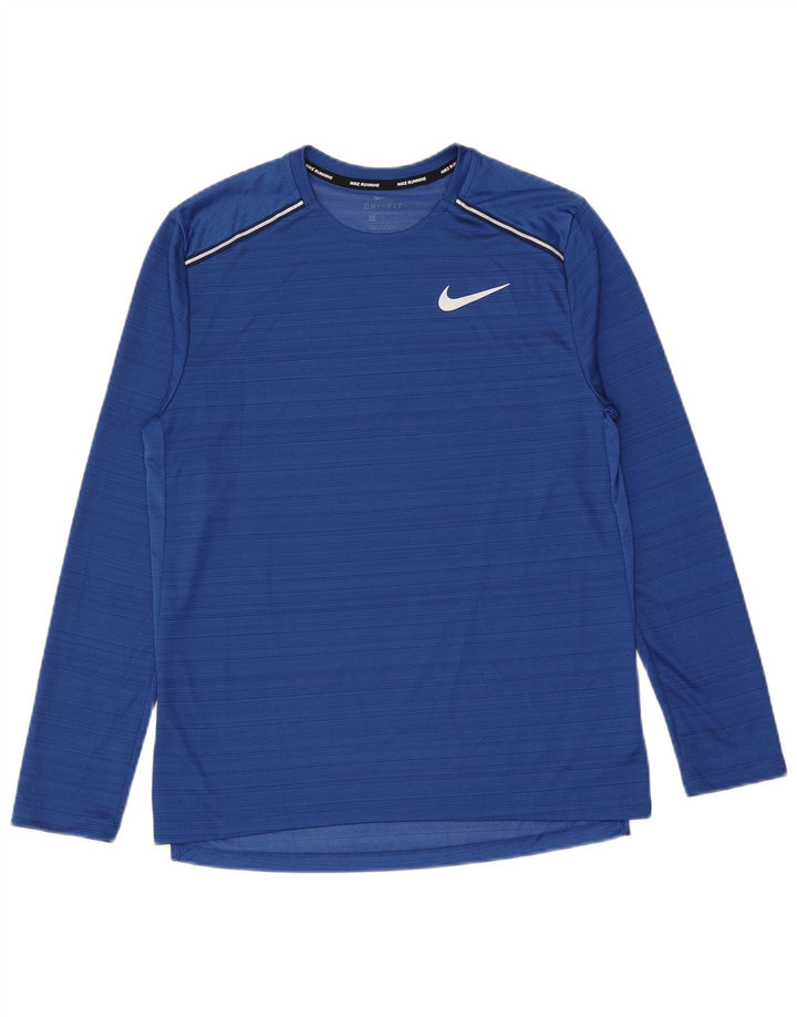 Nike Herren Dri Fit Top Langarm Mittelblau gestreift Polyester
