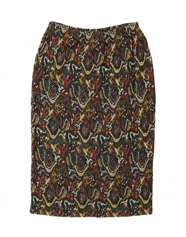 VINTAGE Womens Abstract Pattern Midi Skirt Large W32 Multicoloured Cotton