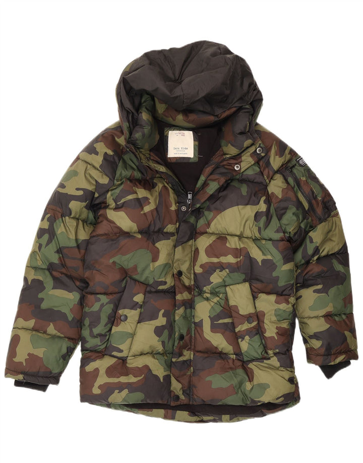 Wattierte Jacke mit Kapuze von Zara für Jungen, 13–14 Jahre, mehrfarbig, Camouflage