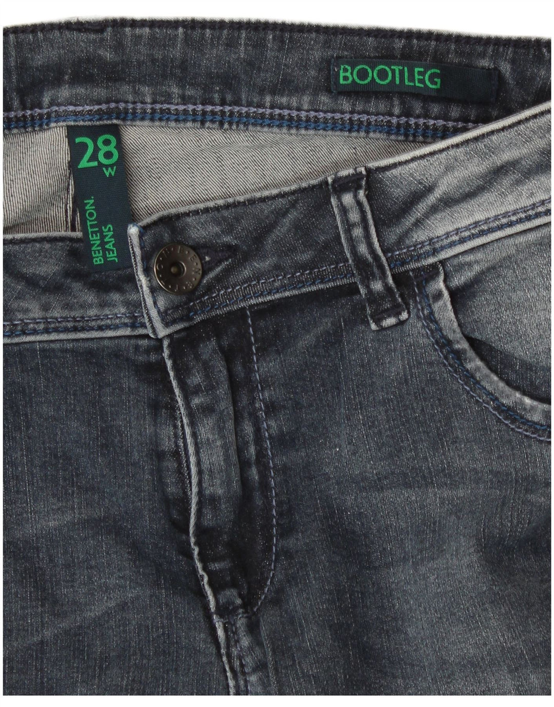 Benetton Womens Acid Wash Bootcut Jeans W28 L33 Blaue Baumwolle