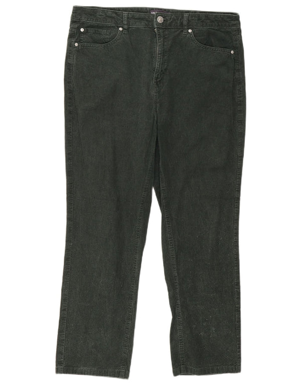 Marks & Spencer Damen-Hose aus Cord, kurz geschnitten, UK 14, Größe L W32 L24, Grün