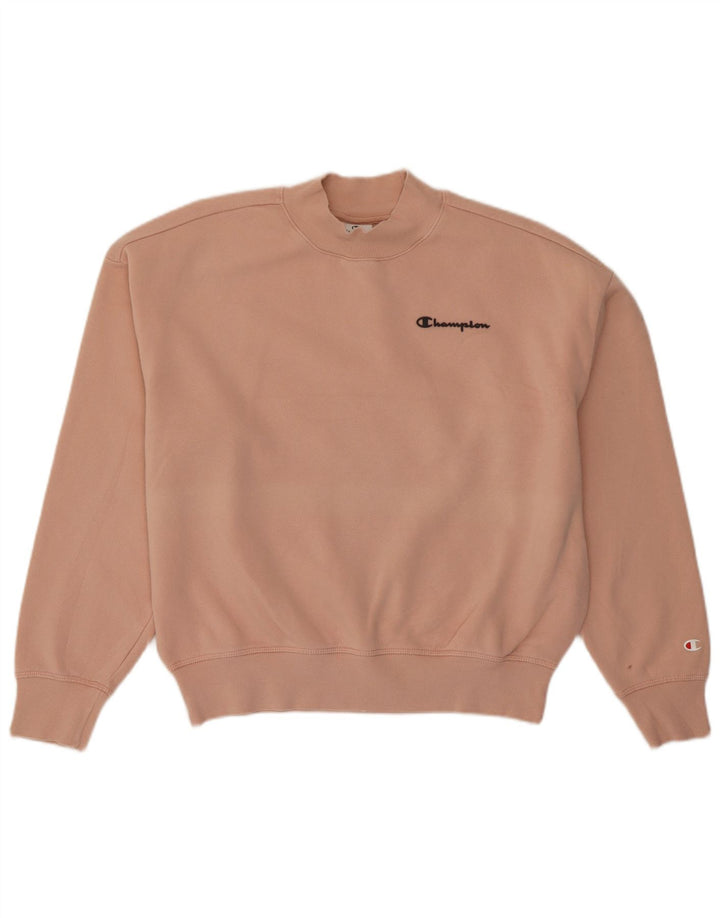 Champion Damen Crop Oversized Sweatshirt Pullover UK 14 Mittelrosa Baumwolle