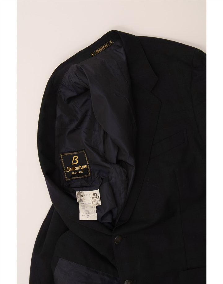 BALLANTYNE Mens 2 Button Blazer Jacket IT 52 XL Navy Blue Check Wool Vintage Ballantyne and Second-Hand Ballantyne from Messina Hembry 