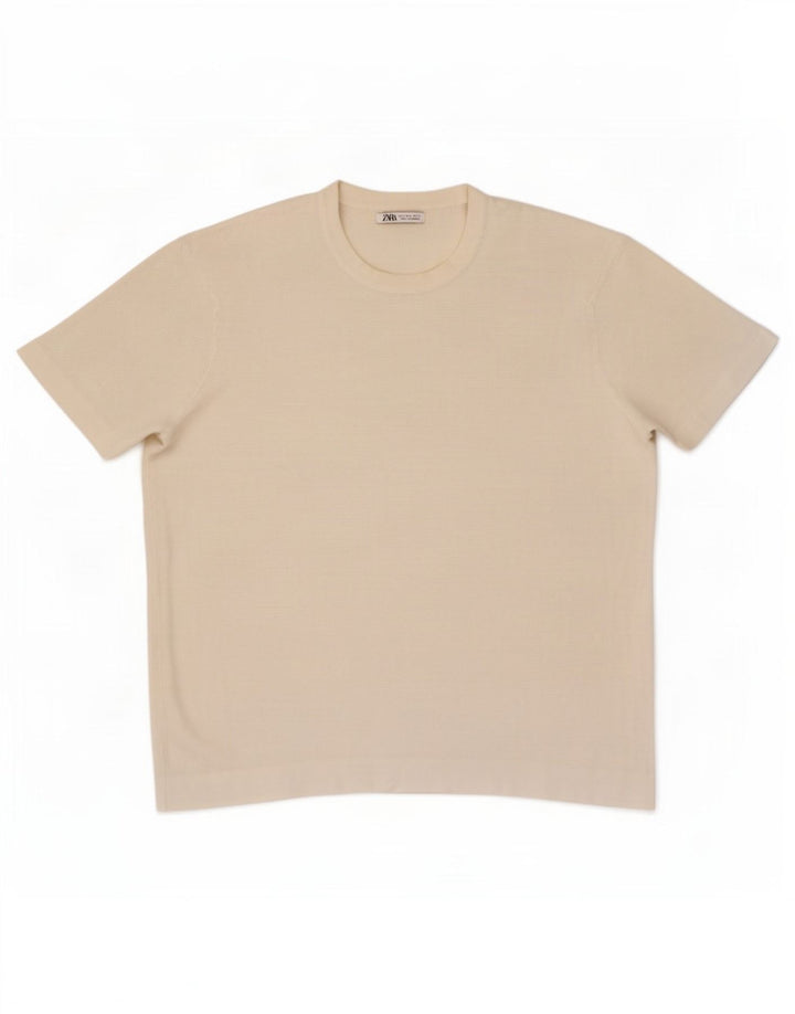 Zara Herren T-Shirt Top Large Weiß