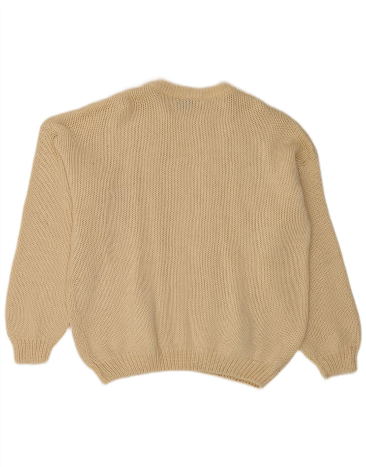 Vintage Herren-Pullover mit Rundhalsausschnitt, mittelbeige Wolle