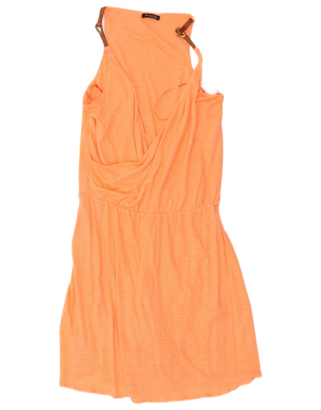 Massimo Dutti Damen Etuikleid UK 12 Mittelorange geflecktes Leinen