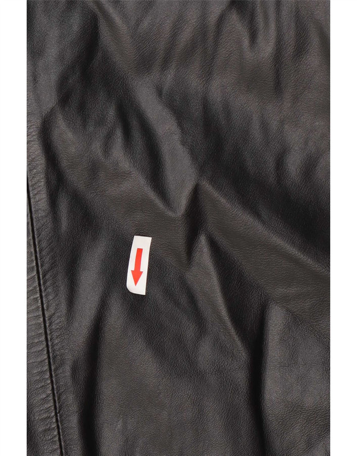 Vintage Damen Ledermantel IT 42 Medium Schwarz