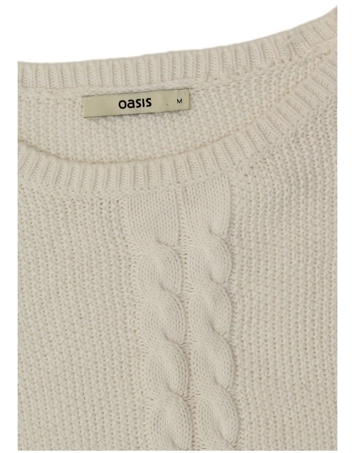 Oasis Damen-Pullover mit U-Boot-Ausschnitt, UK 14, mittelweiße Baumwolle