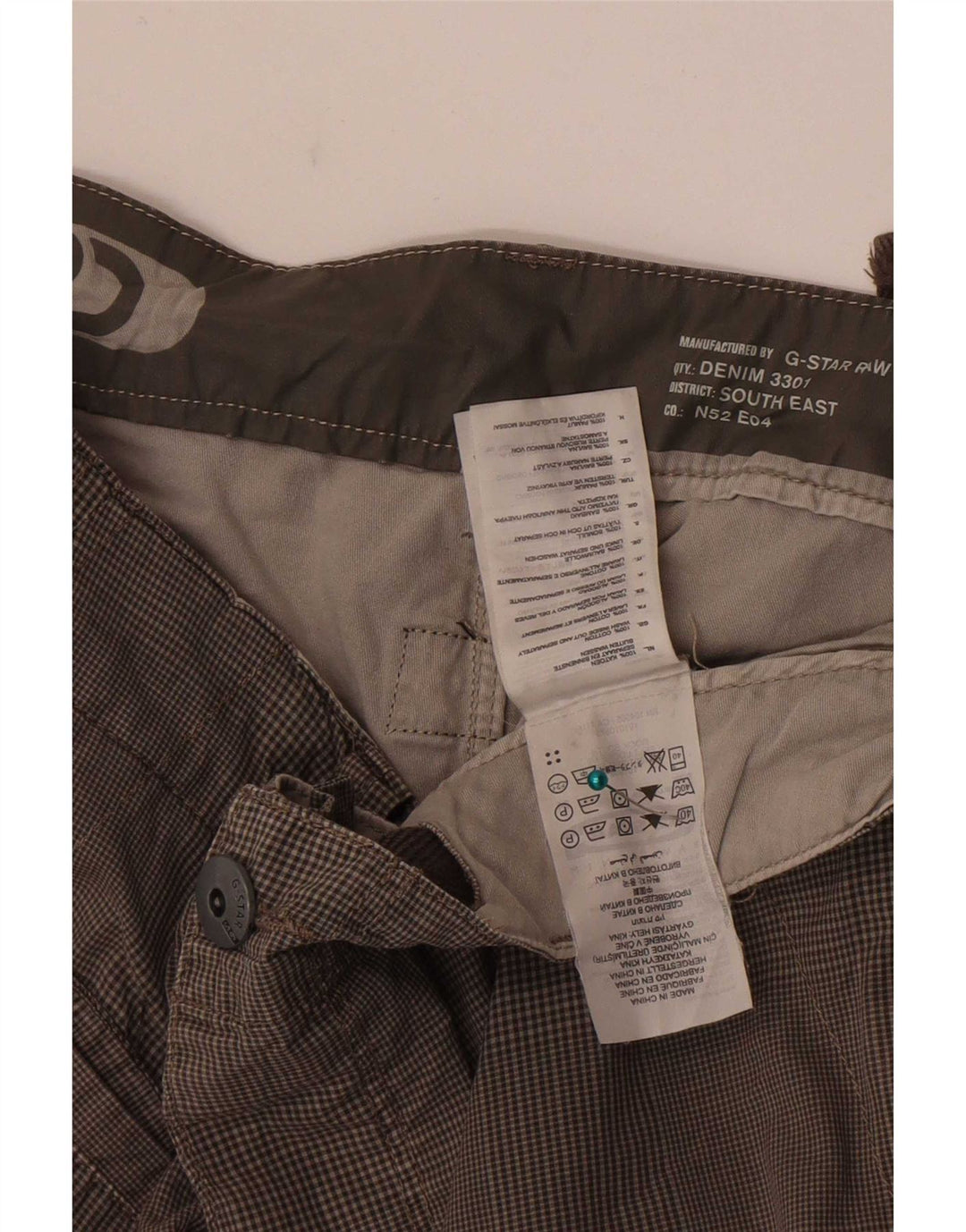 G-Star Herren Cargoshorts W34 Große grau karierte Baumwolle