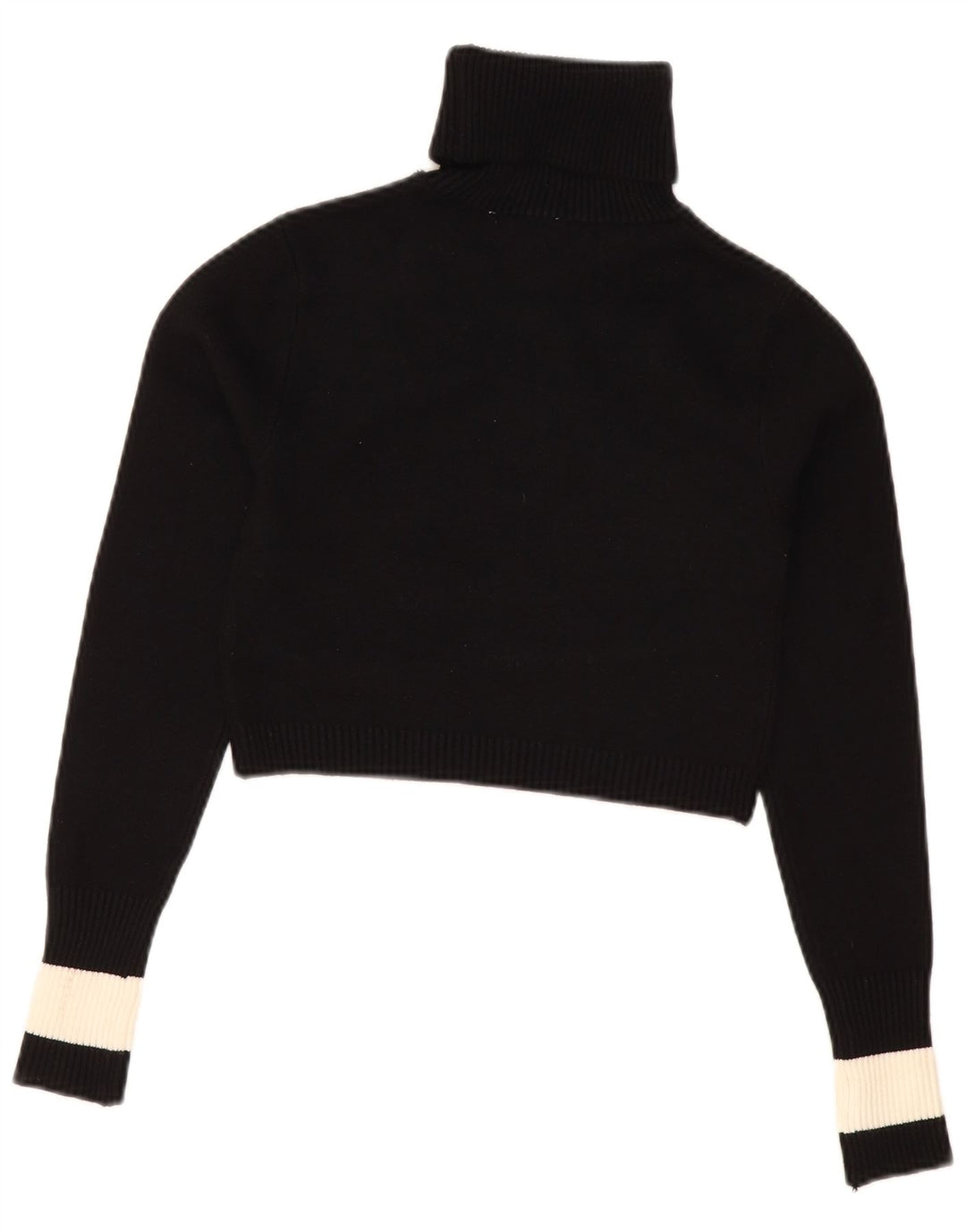 Zara Damen Crop Rollkragenpullover Pullover UK 12 Mittelschwarz Farbblock