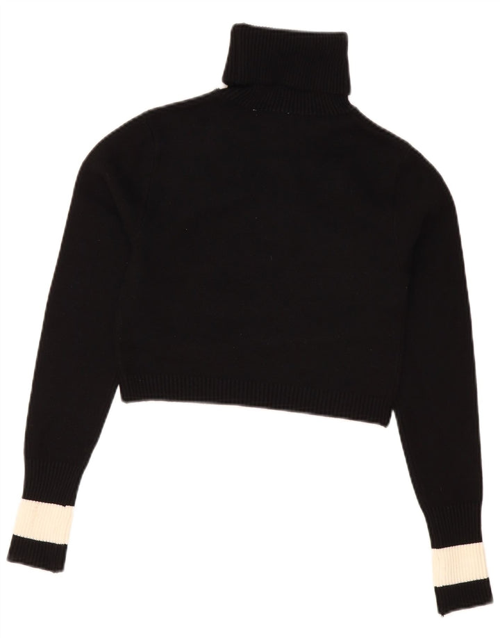 Zara Damen Crop Rollkragenpullover Pullover UK 12 Mittelschwarz Farbblock