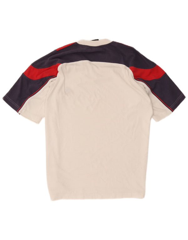 ADIDAS Herren T-Shirt Top UK 40/42 Mittelweiß Colourblock Baumwolle