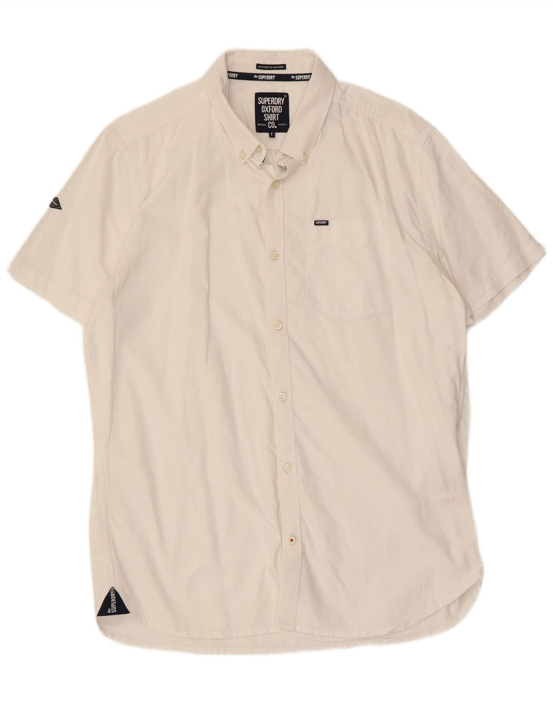 SUPERDRY Mens Short Sleeve Shirt XL White Cotton