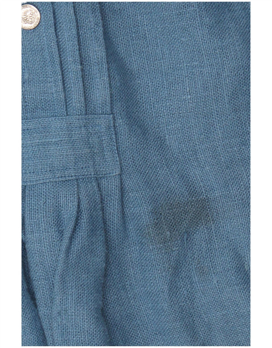 Vintage Damen Langarm-Oversize-Bluse Top EU 42 Großes blaues Leinen