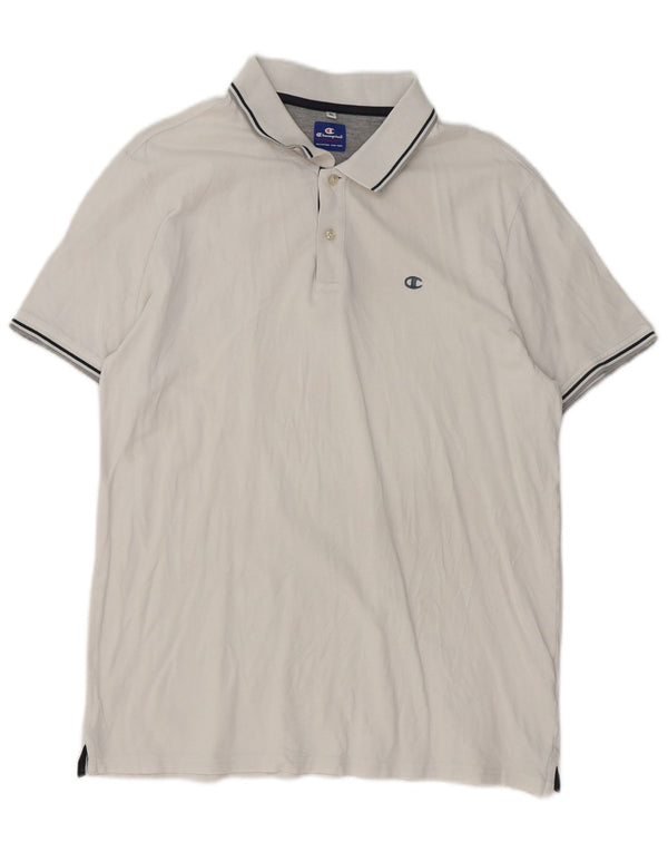 Champion Herren Poloshirt XL weiß gestreift aus Baumwolle