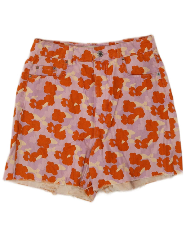 Zara Herren-Jeansshorts, EU 36, XS, W26, mehrfarbige Blumen-Baumwolle