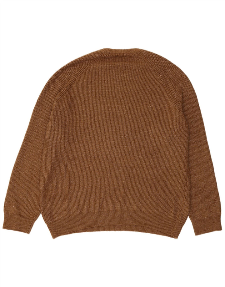 Marks & Spencer Herren-Pullover mit Rundhalsausschnitt, 3XL, braun geflecktes Polyamid