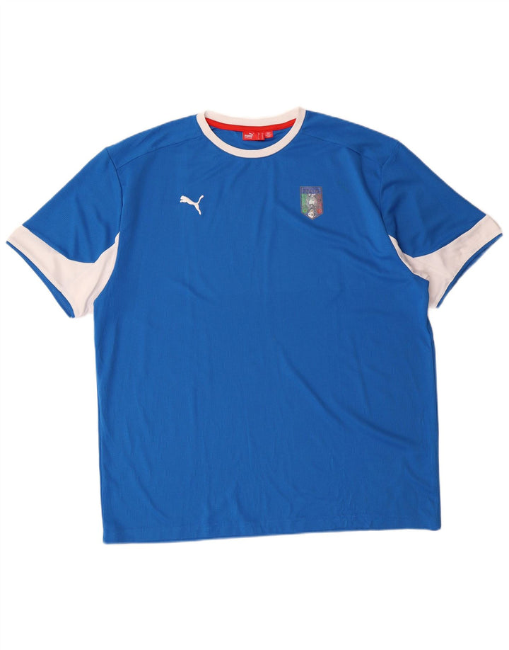 Puma Herren Italia T-Shirt Top XL Blau Colourblock Polyester