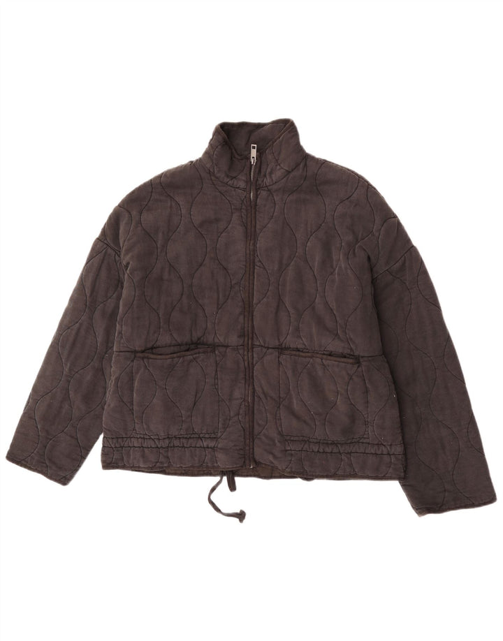 Zara Damen Übergroße Steppjacke UK 14 Mittelschwarzes Polyester