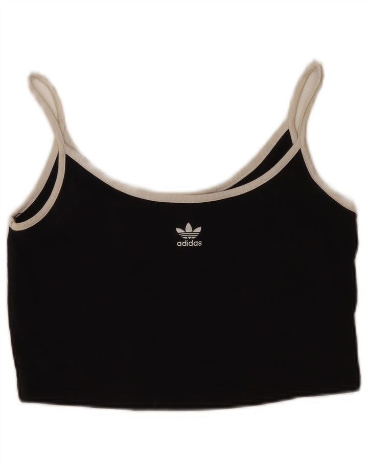Adidas Damen Crop Cami Top UK 8 Small Schwarz Baumwolle