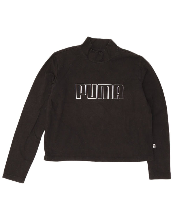Puma Damen Crop Graphic Top Langarm UK 12 Medium Schwarz