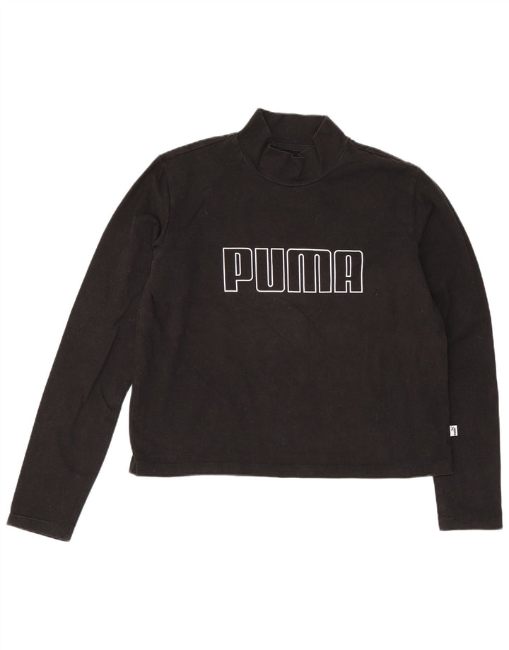 Puma Damen Crop Graphic Top Langarm UK 12 Medium Schwarz