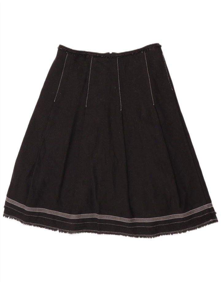 Max & Co. Damen A-Linienrock UK 12 Medium W30 Schwarze Wolle