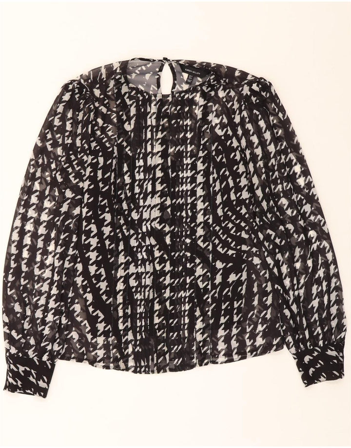 KAREN MILLEN Womens Blouse Top UK 12 Medium  Black Houndstooth Vintage Karen Millen and Second-Hand Karen Millen from Messina Hembry 