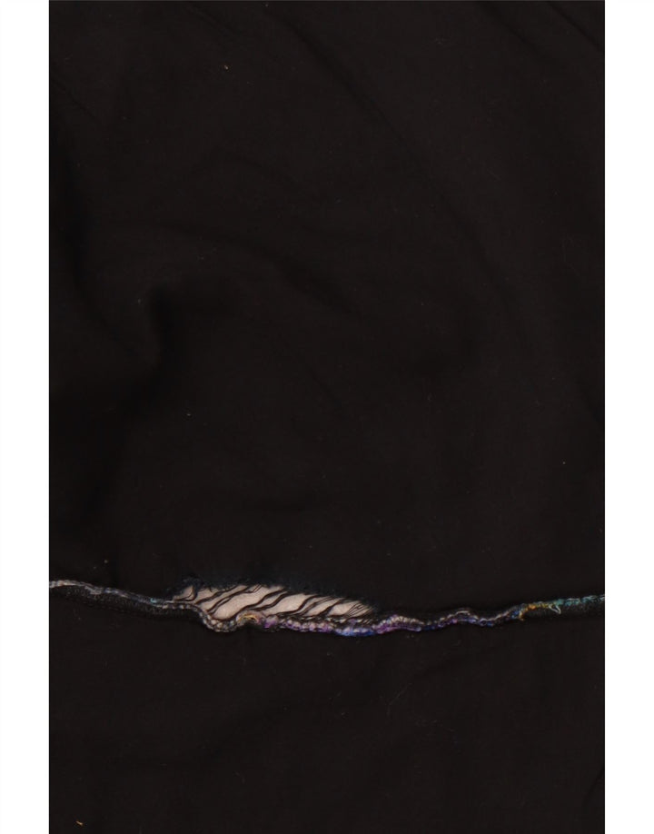 Vintage Damen OPEN Weste UK 12 Medium Schwarz Floral