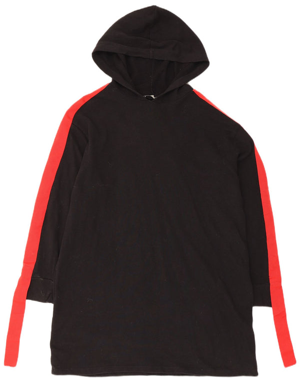 Zara Damen Trafaluc Übergroßes Hoodie-Kleid UK 10 Small Schwarz Colourblock