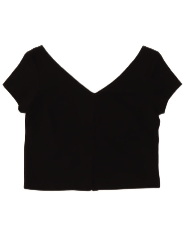Zara Damen Crop Top UK 14 Large Schwarz Polyester