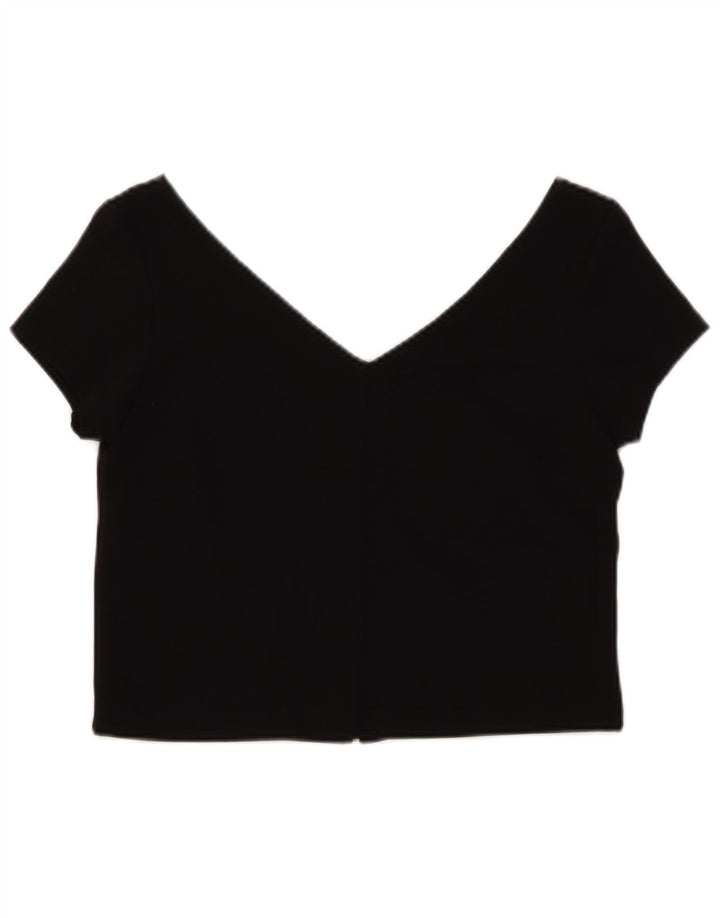Zara Damen Crop Top UK 14 Large Schwarz Polyester
