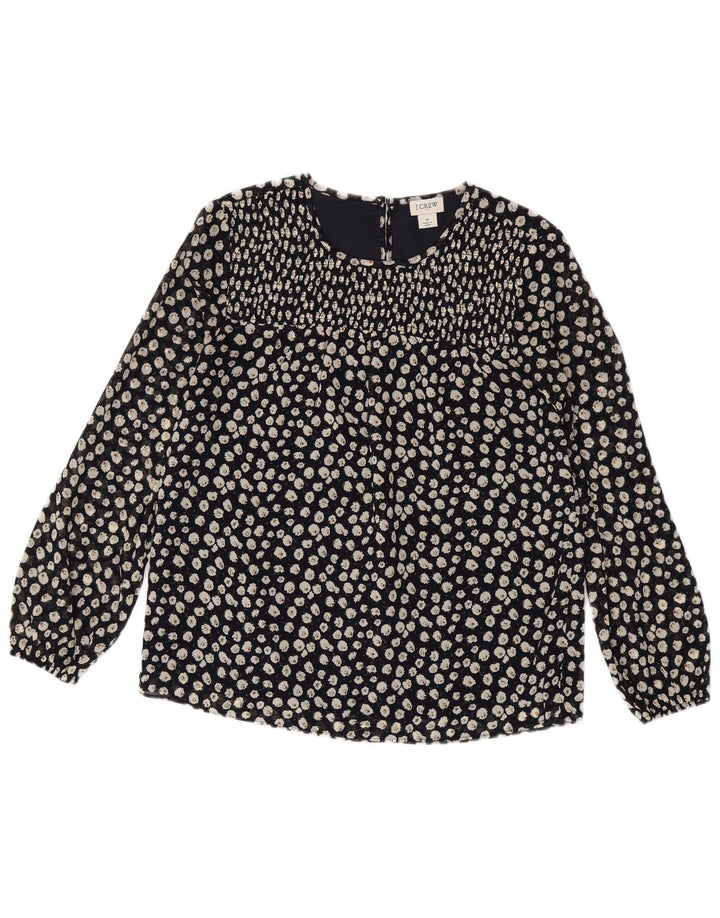 J. CREW Langarm-Blusenoberteil für Damen, US 4 Small, Marineblau mit Blumenmuster