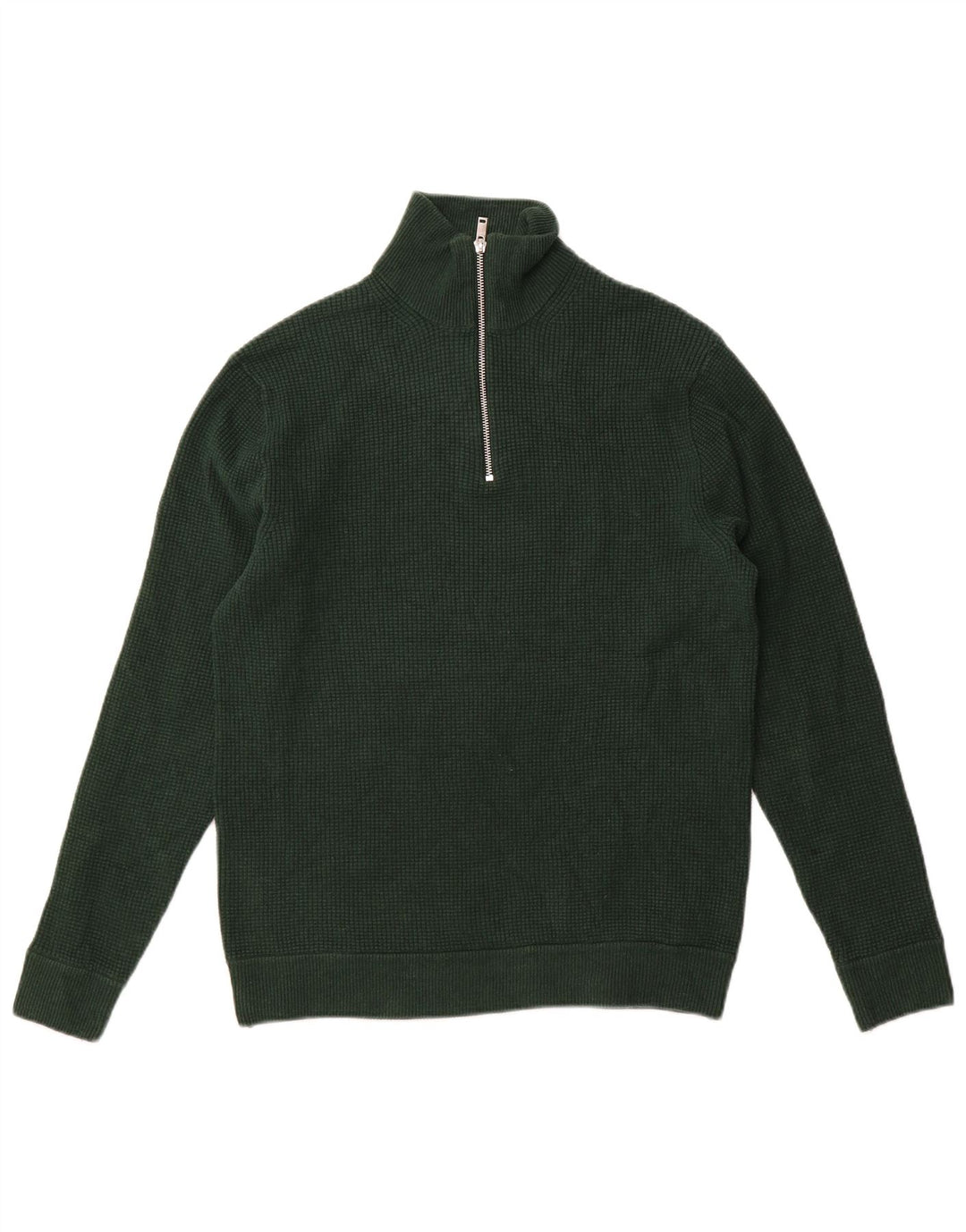 Marks & Spencer Herren-Pullover mit Reißverschluss am Hals, Mittelgrünes Polyester