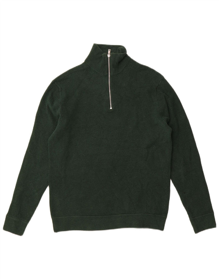 Marks & Spencer Herren-Pullover mit Reißverschluss am Hals, Mittelgrünes Polyester