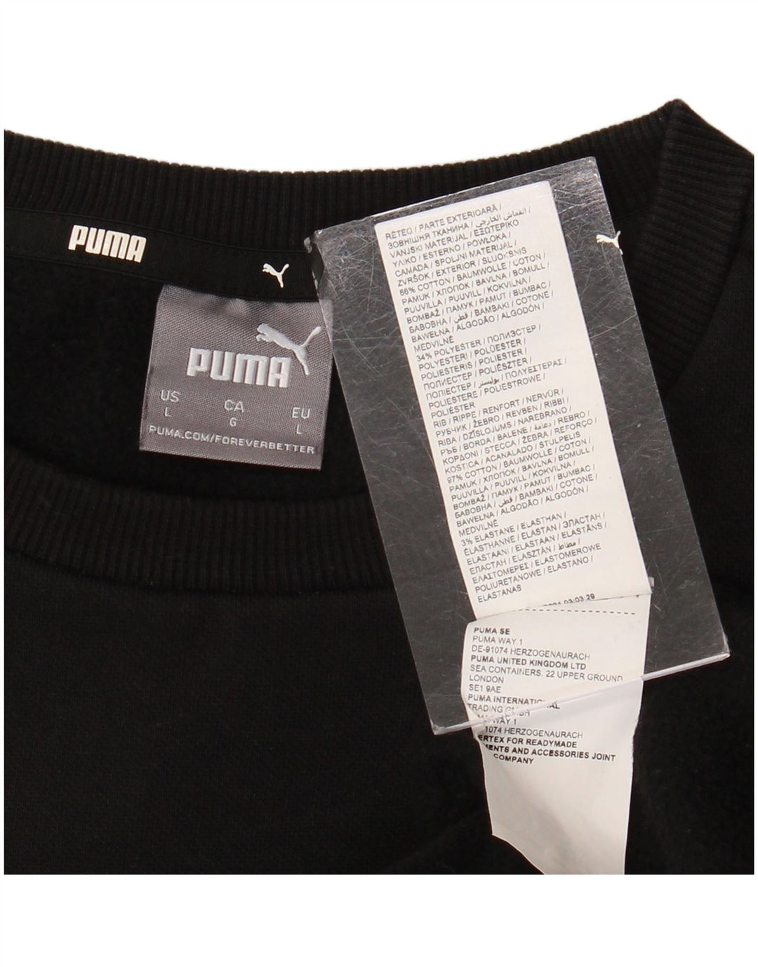 Puma Herren Sweatshirt Pullover Large Schwarz Baumwolle