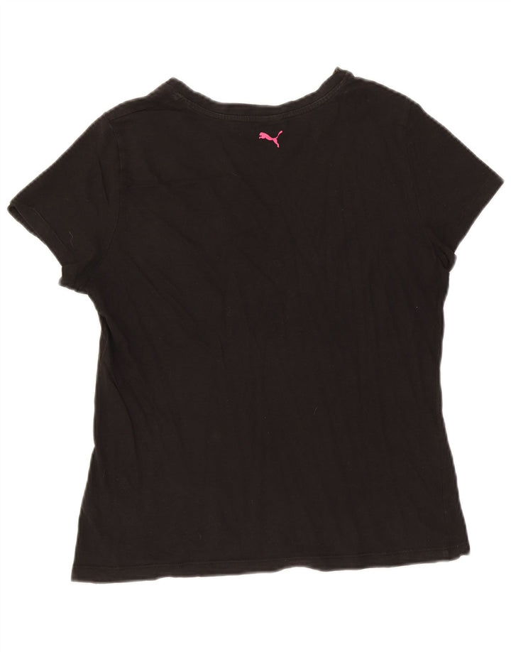 Puma Damen Graphic T-Shirt Top UK 12 Medium Schwarz
