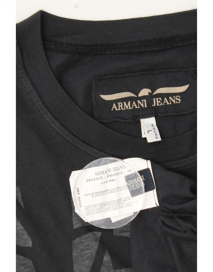 ARMANI JEANS Herren-T-Shirt mit Grafik, groß, aus schwarzer Baumwolle