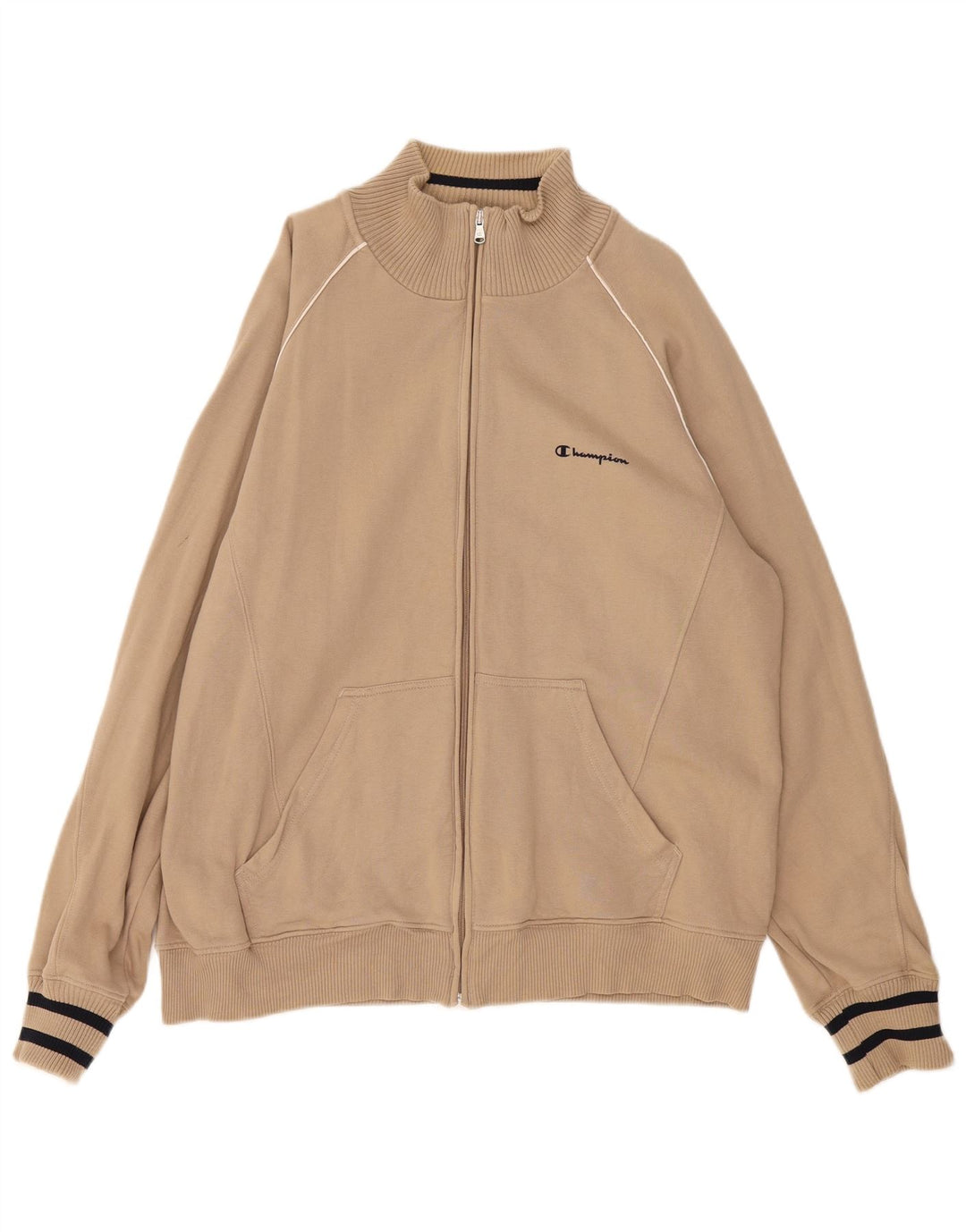 Champion Herren-Trainingsanzugoberteil, XL, beige, gestreift, Baumwolle