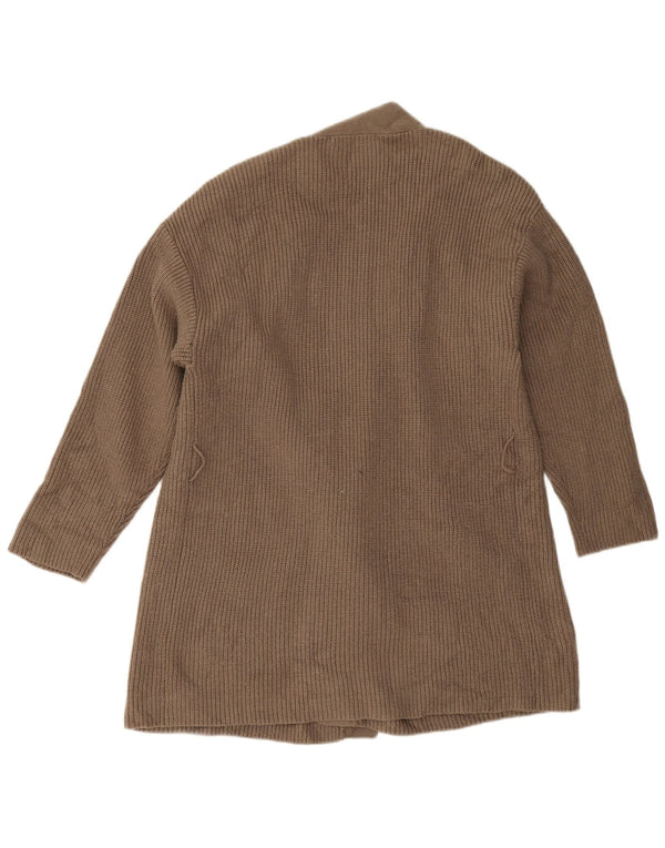 Zara Damen-Strickjacke, übergroß, lang geschnitten, offen, Gr. 10, Größe S, Braun