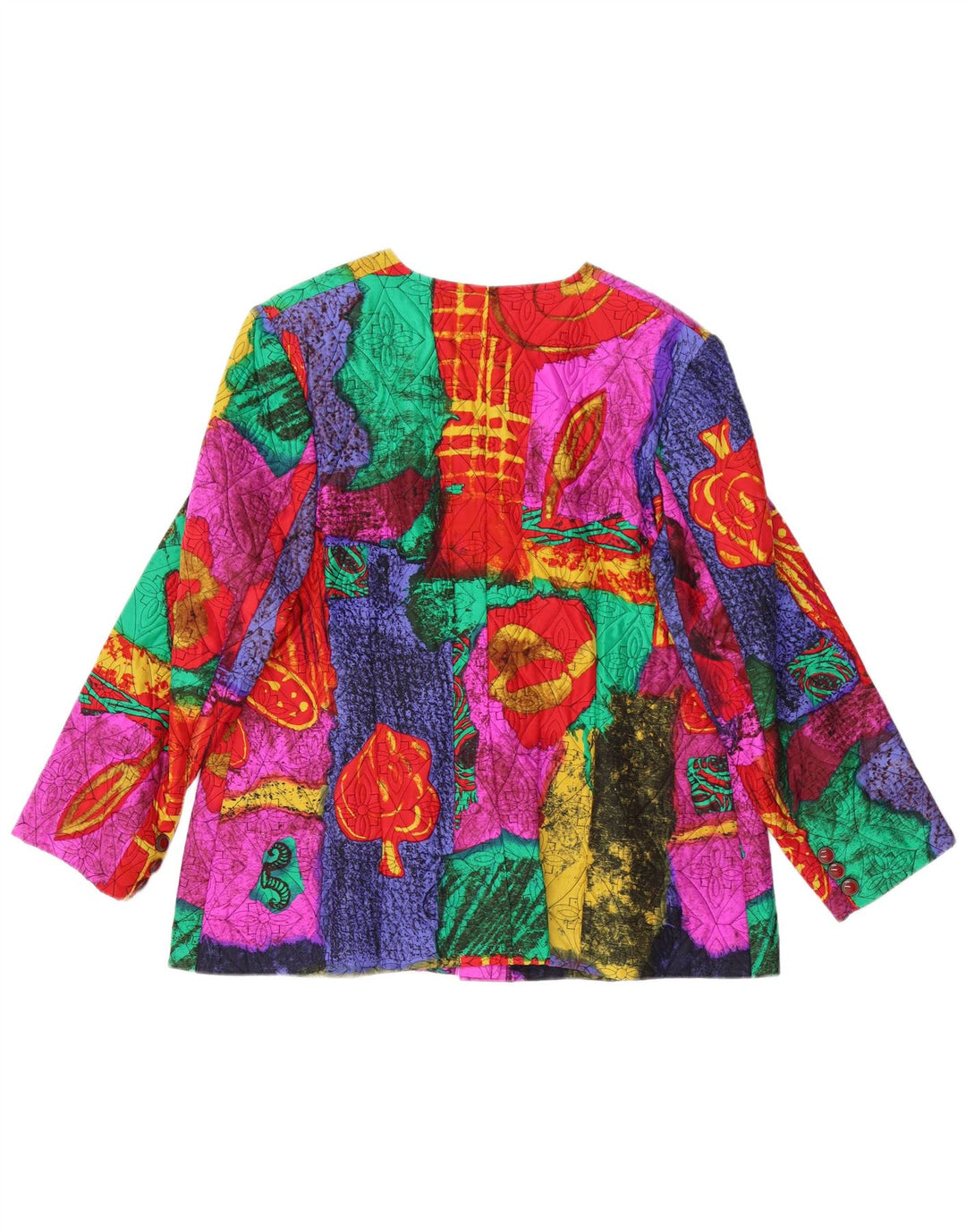 VINTAGE Damen 5-Knopf-Blazerjacke UK 14 Medium Mehrfarbig geblümt