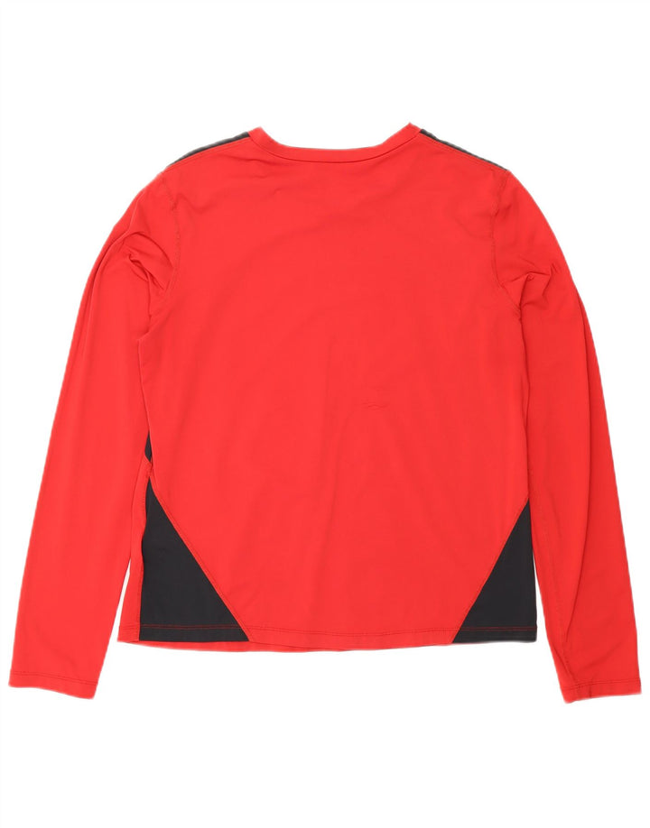 NIKE Womens Dri Fit Top Long Sleeve UK 8/10 Medium Red Colourblock