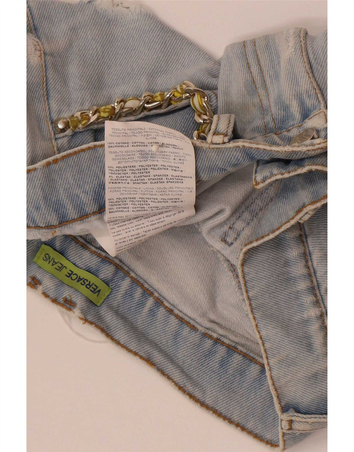 Versace Damen Distressed Denim Shorts W28 Mittelblaue Baumwolle