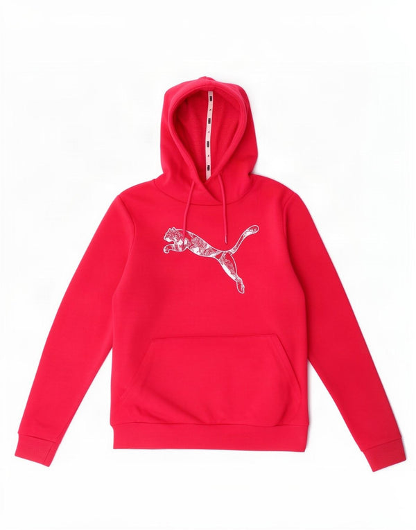 Puma Womens Graphic Hoodie Pullover UK 6 XS Rosa Baumwolle
